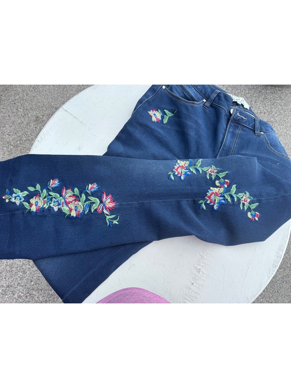 Sheryl Crow Jeans Womens 10 Floral Embroidered Flare Bootcut Boho Y2K Blue Denim